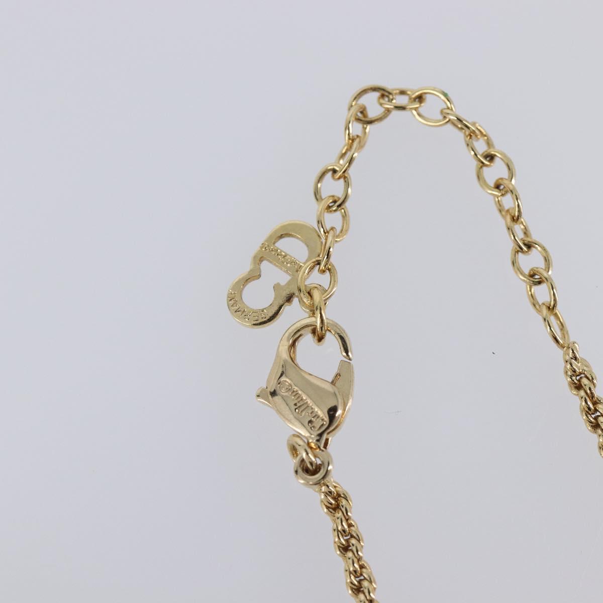 Christian Dior CD Stone Necklace metal Gold Auth 205476