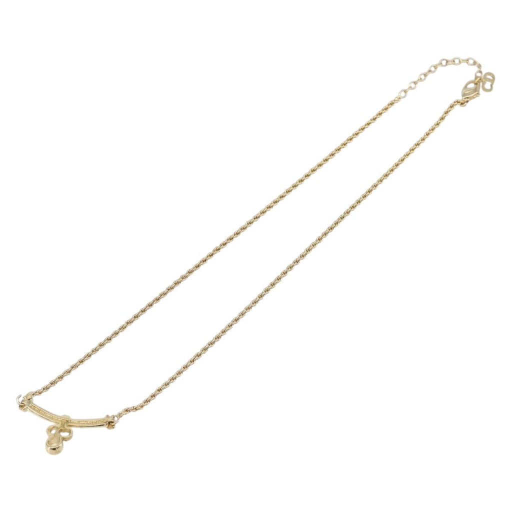 Christian Dior CD Stone Necklace metal Gold Auth 205476