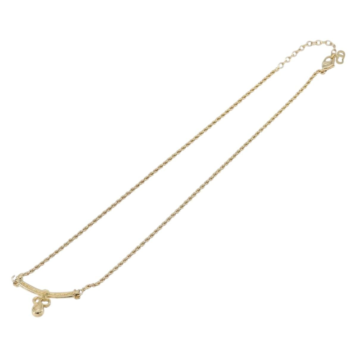 Christian Dior CD Stone Necklace metal Gold Auth 205476