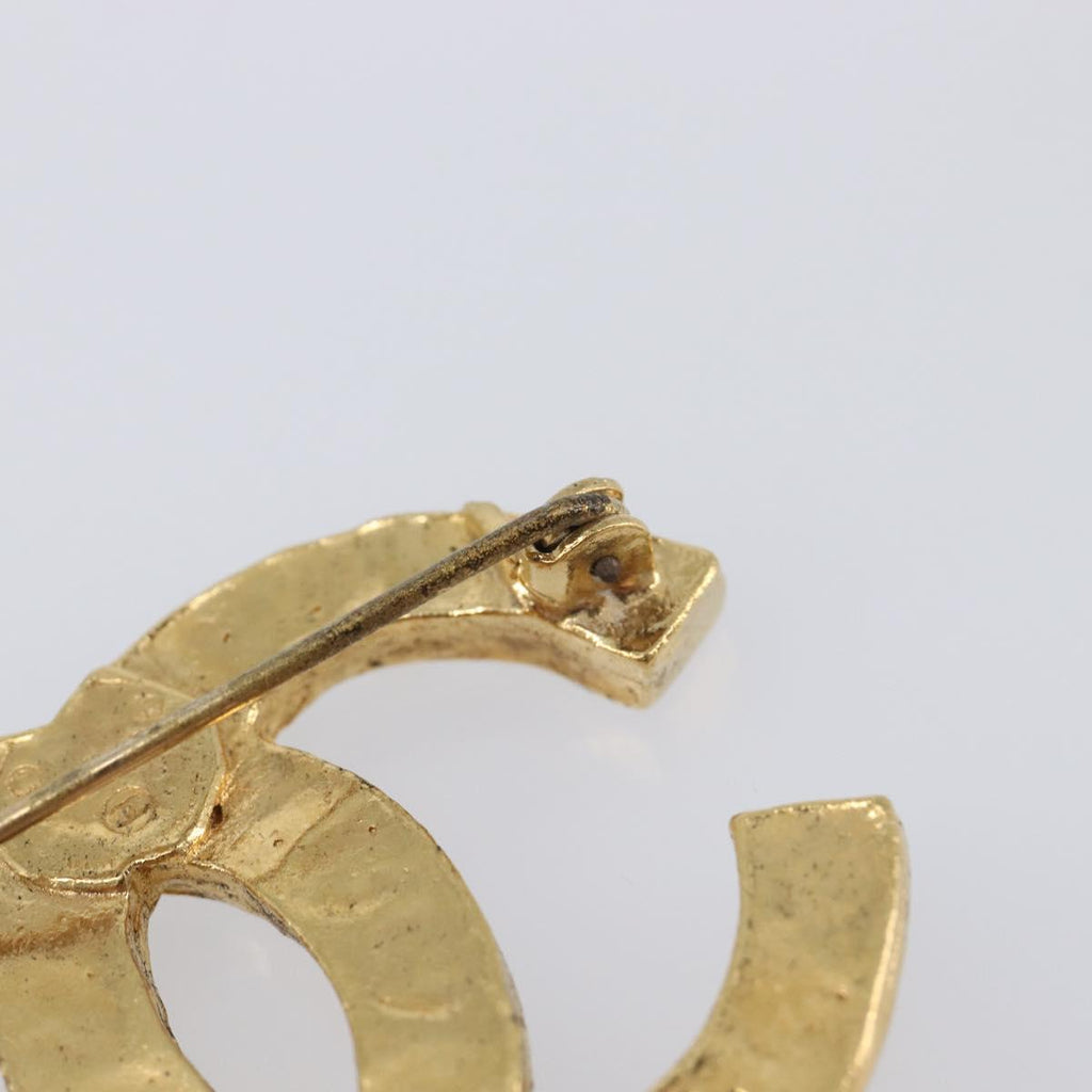 CHANEL Cocostone Brooch metal Gold CC Auth 205477M