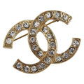 CHANEL Cocostone Brooch metal Gold CC Auth 205477M