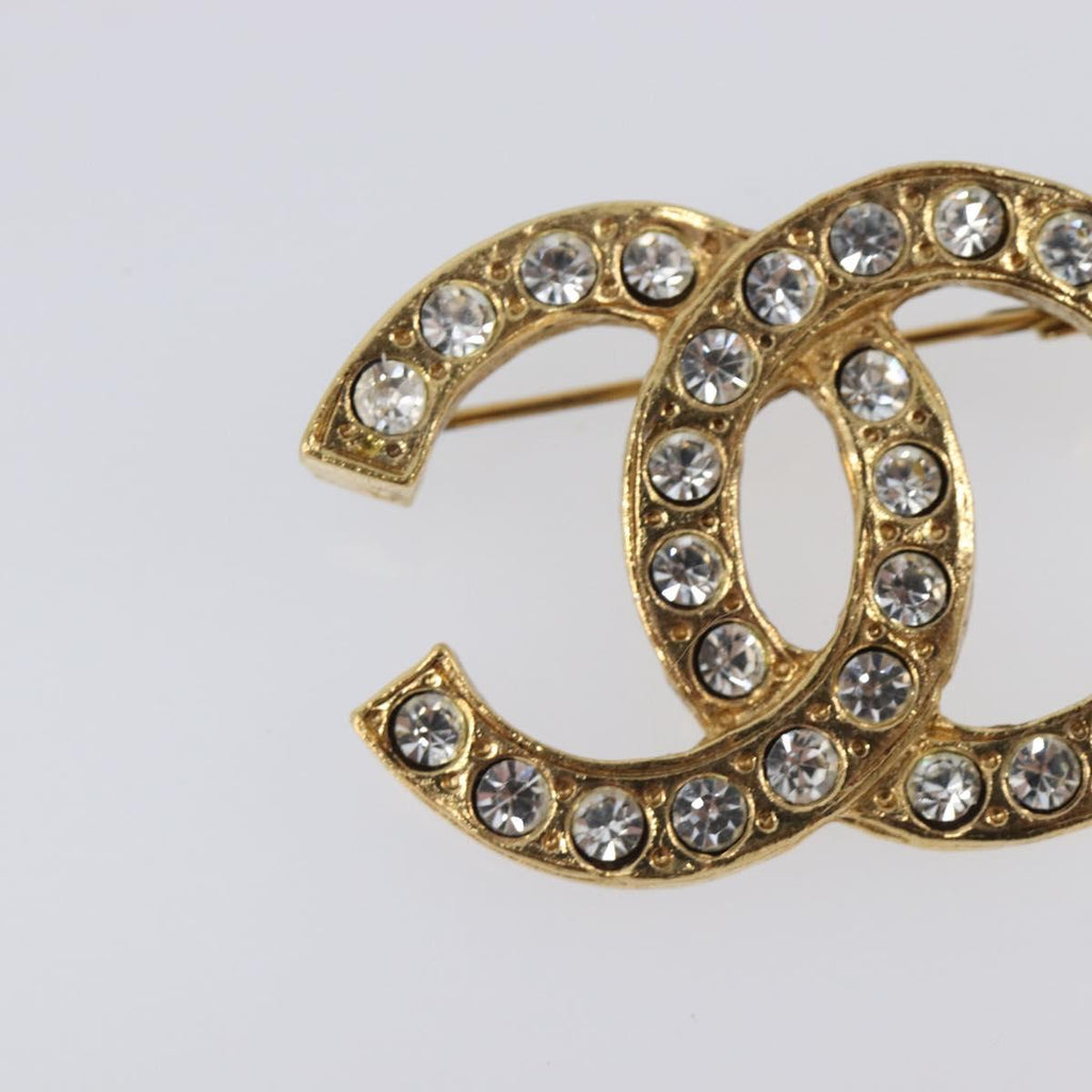 CHANEL Cocostone Brooch metal Gold CC Auth 205477M