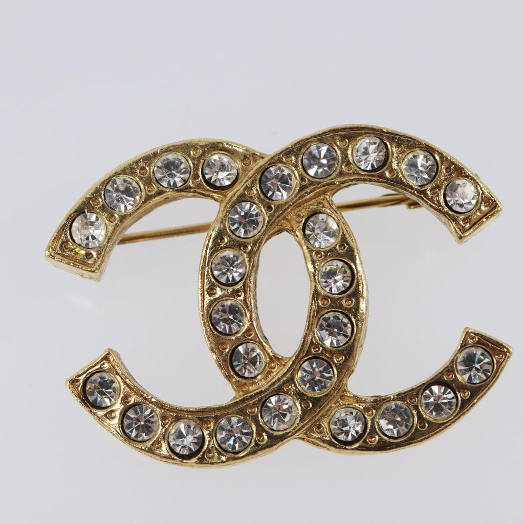CHANEL Cocostone Brooch metal Gold CC Auth 205477M