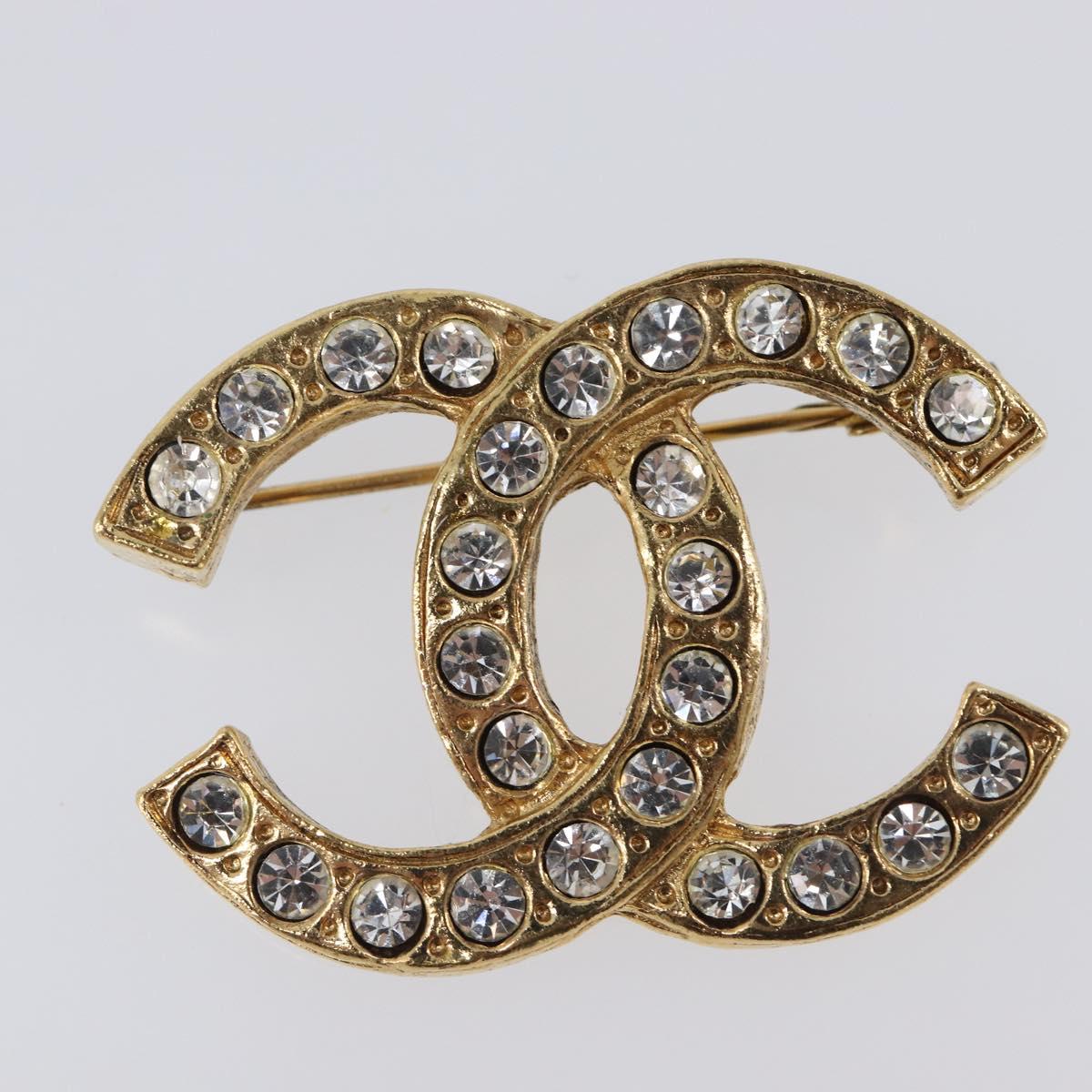 CHANEL Cocostone Brooch metal Gold CC Auth 205477M