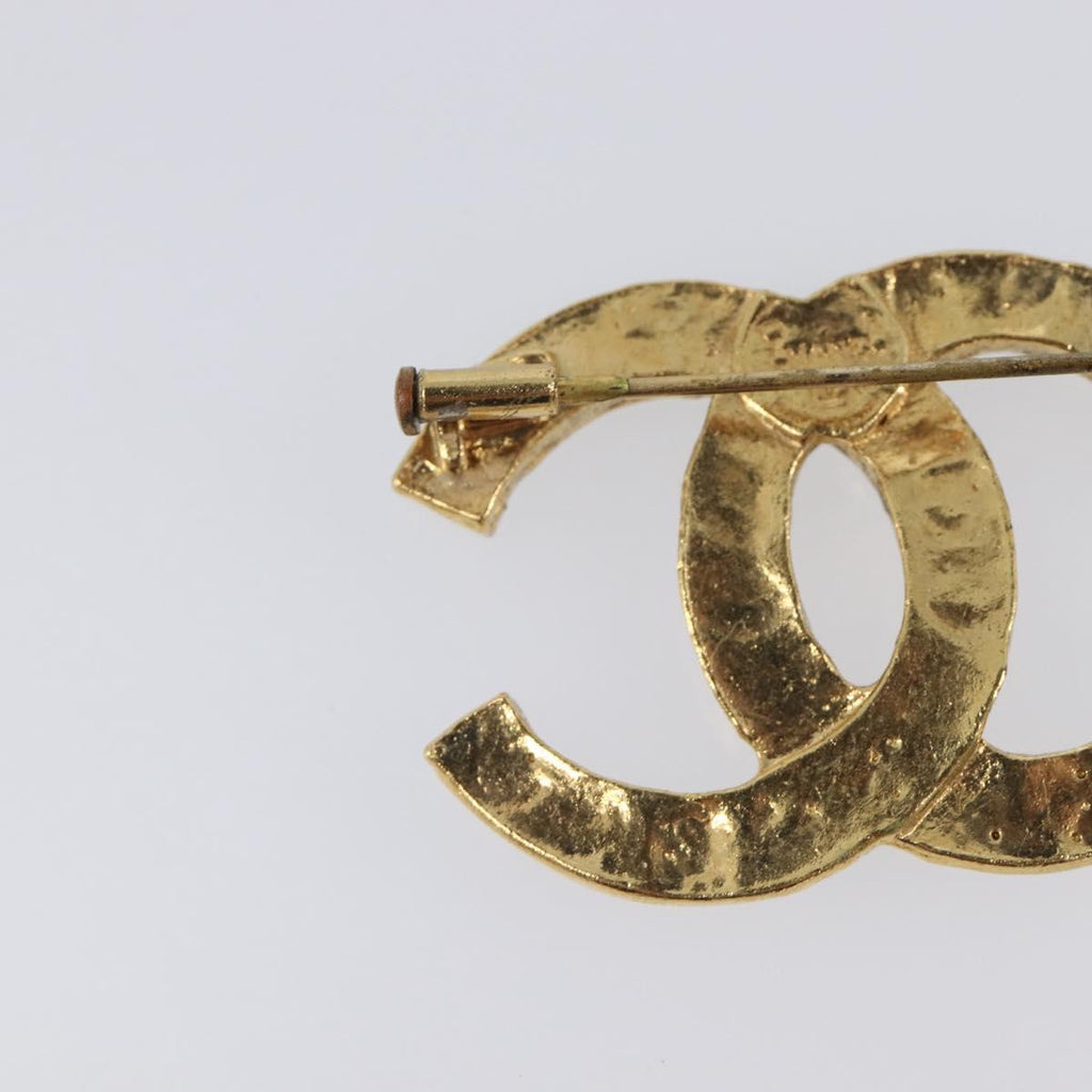 CHANEL Cocostone Brooch metal Gold CC Auth 205477M