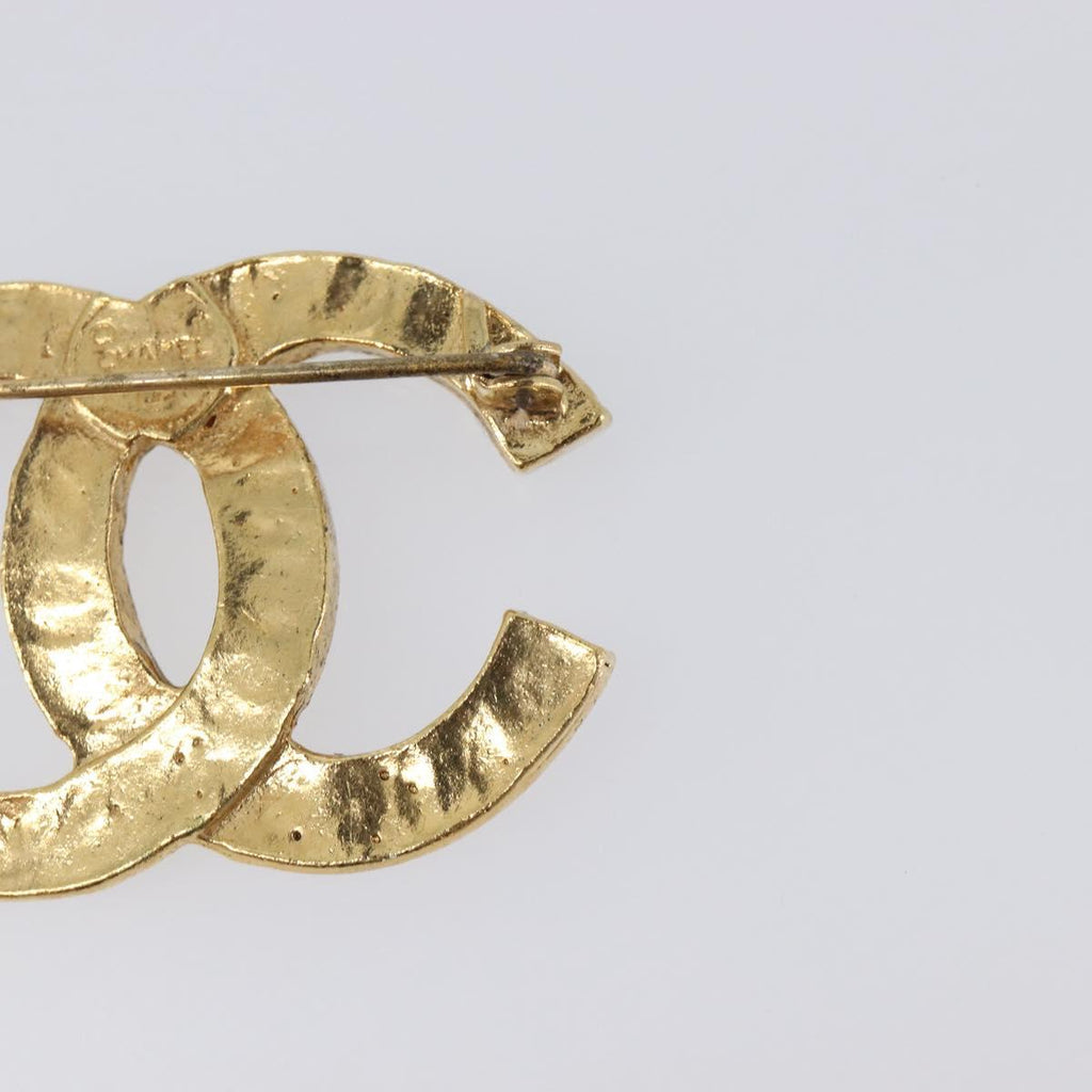 CHANEL Cocostone Brooch metal Gold CC Auth 205477M