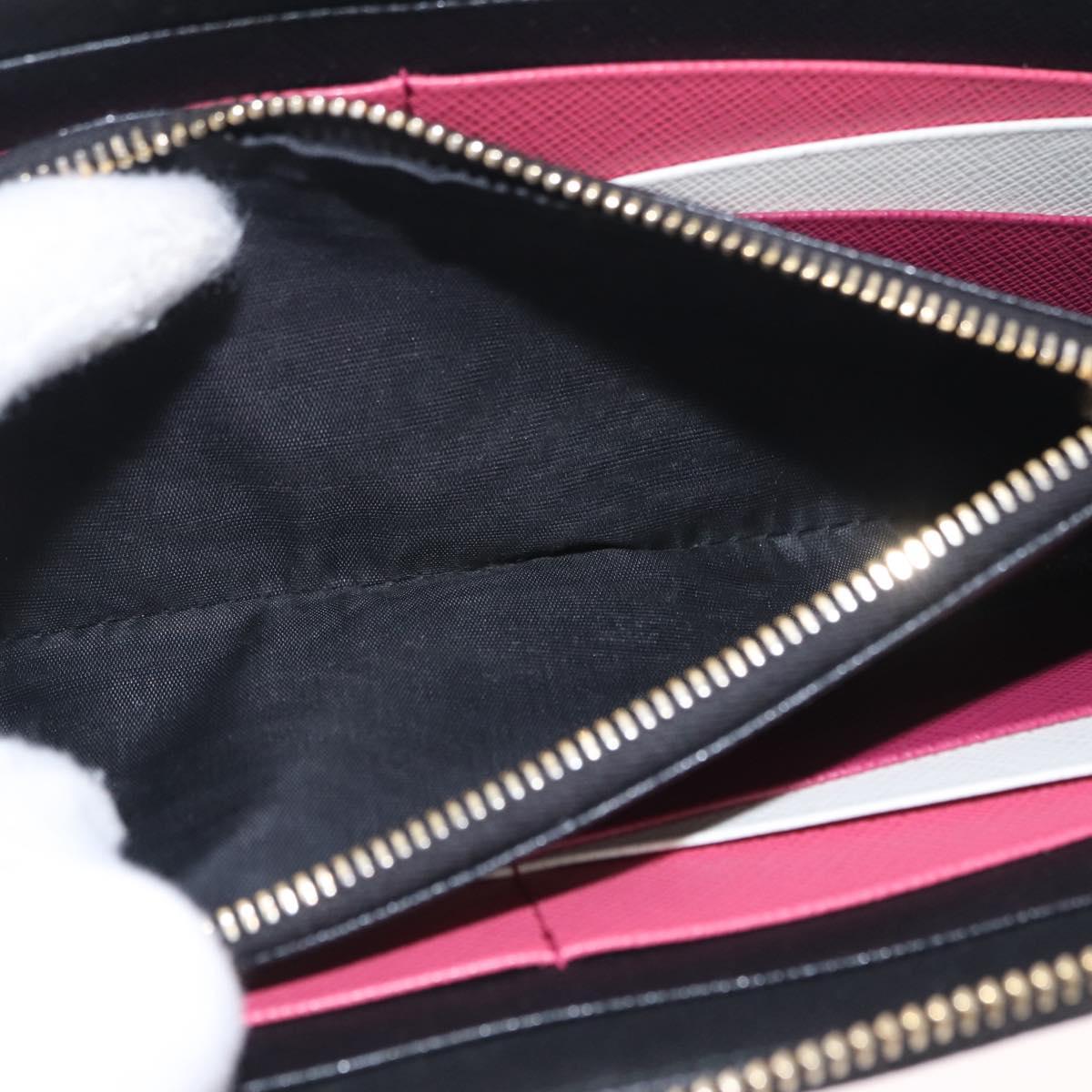 PRADA Long Wallet Safiano Leather Black Gold Auth 206459
