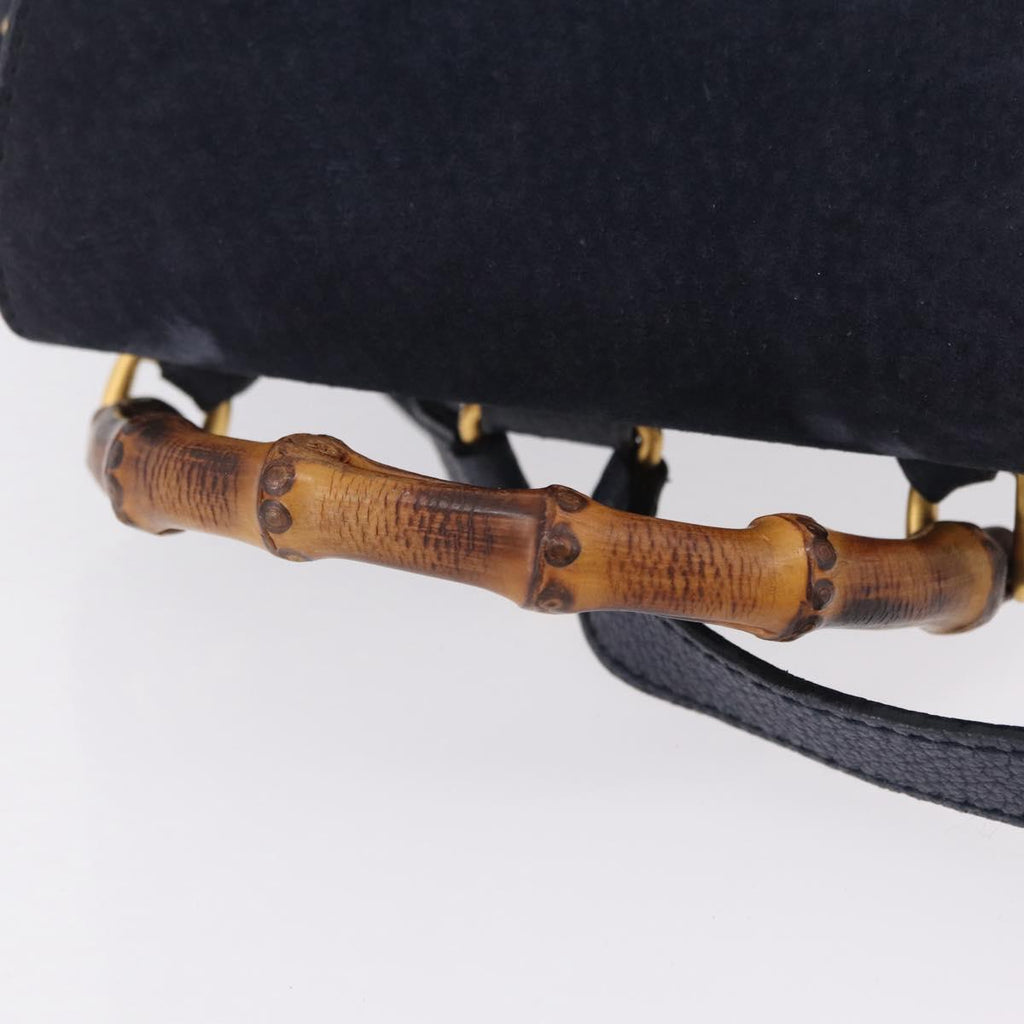 GUCCI Bamboo Backpack Suede Navy Gold 003 1998 0030 Auth 206490