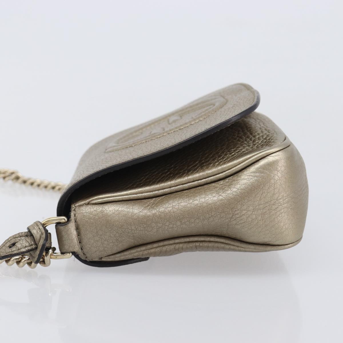 GUCCI Soho Chain Shoulder Bag Leather Gold 323190 Auth 206523A