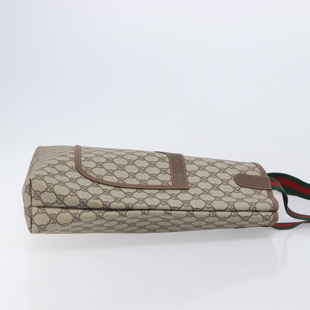 GUCCI GG Supreme Web Sherry Line Tote Bag PVC Beige Gold 89 02 003 Auth 206532A