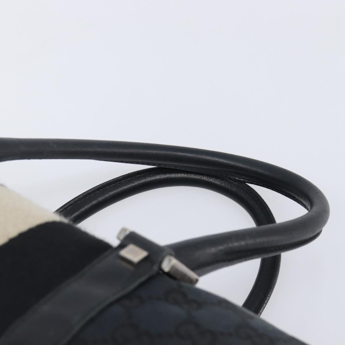 GUCCI GG Canvas Sherry Line Hand Bag Black Silver 000 0846 Auth 206535