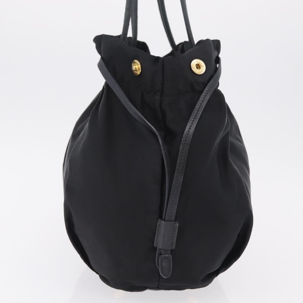 PRADA Tote Bag Nylon Black Gold Auth 206537