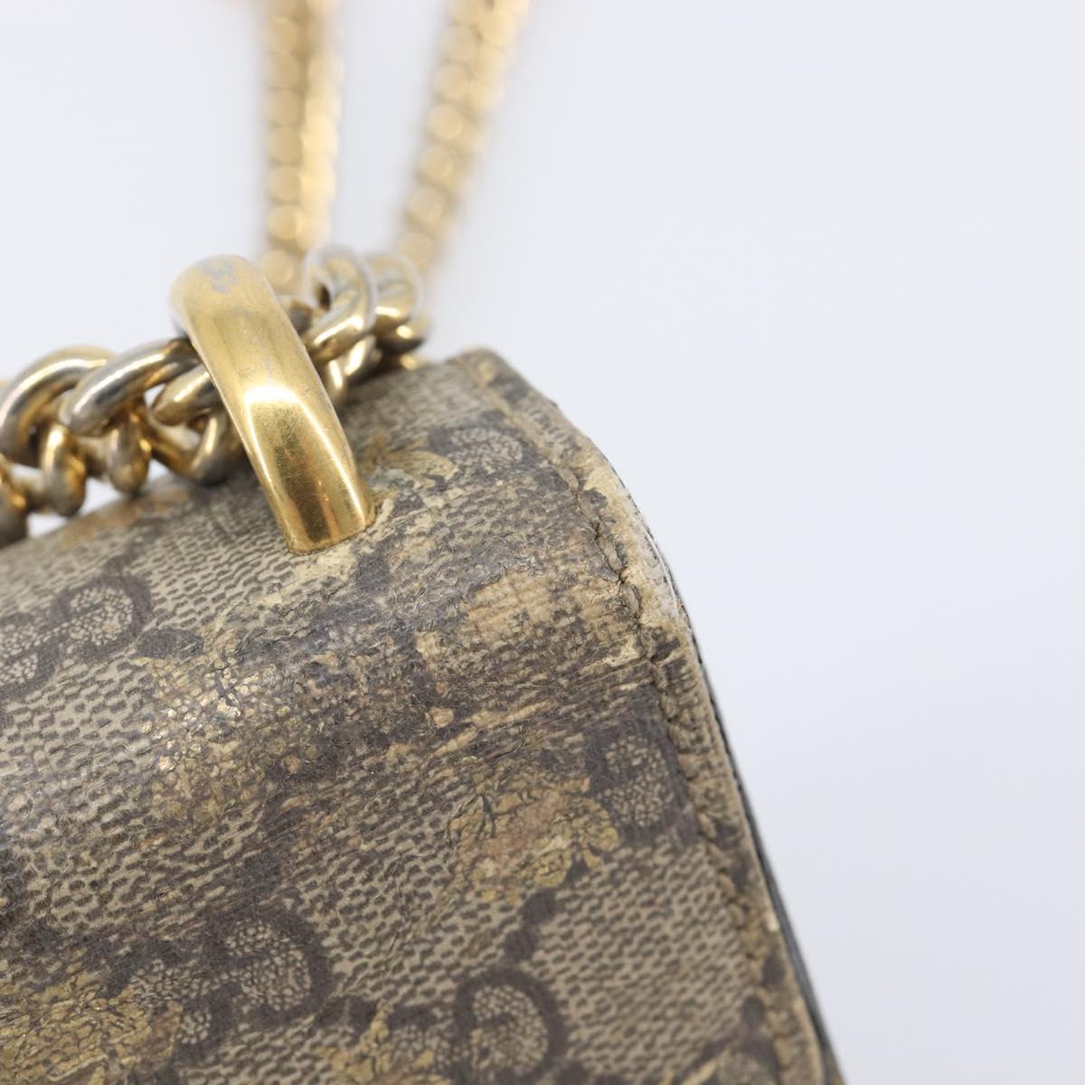 GUCCI GG Supreme Padlock Chain Shoulder Bag PVC Beige Gold 409487 Auth 206567