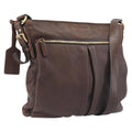 PRADA Shoulder Bag Leather Brown Gold Auth 206575