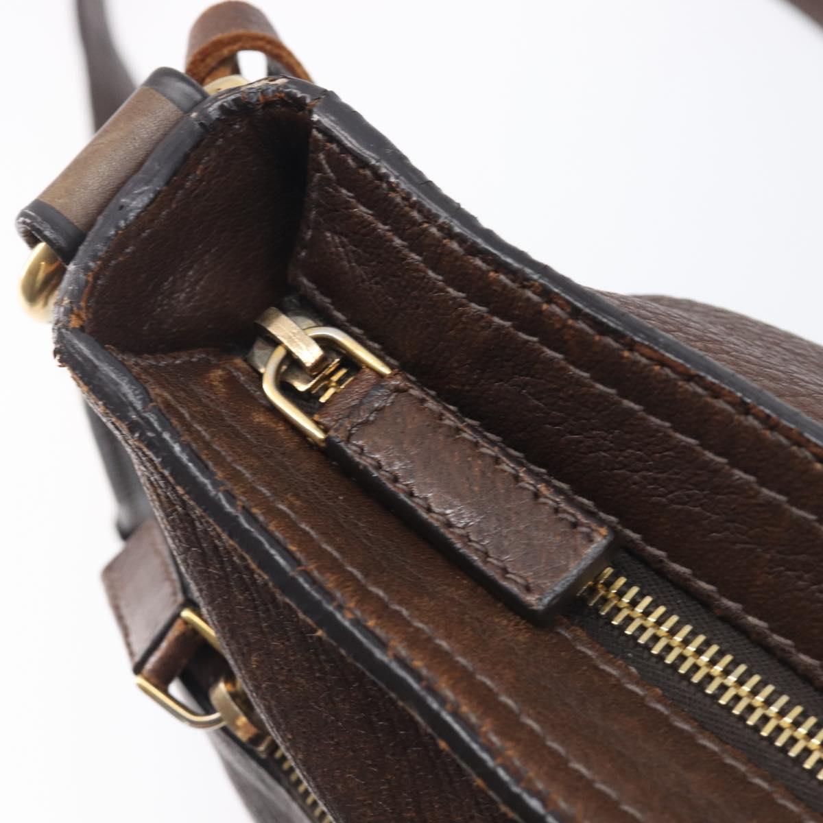 PRADA Shoulder Bag Leather Brown Gold Auth 206575