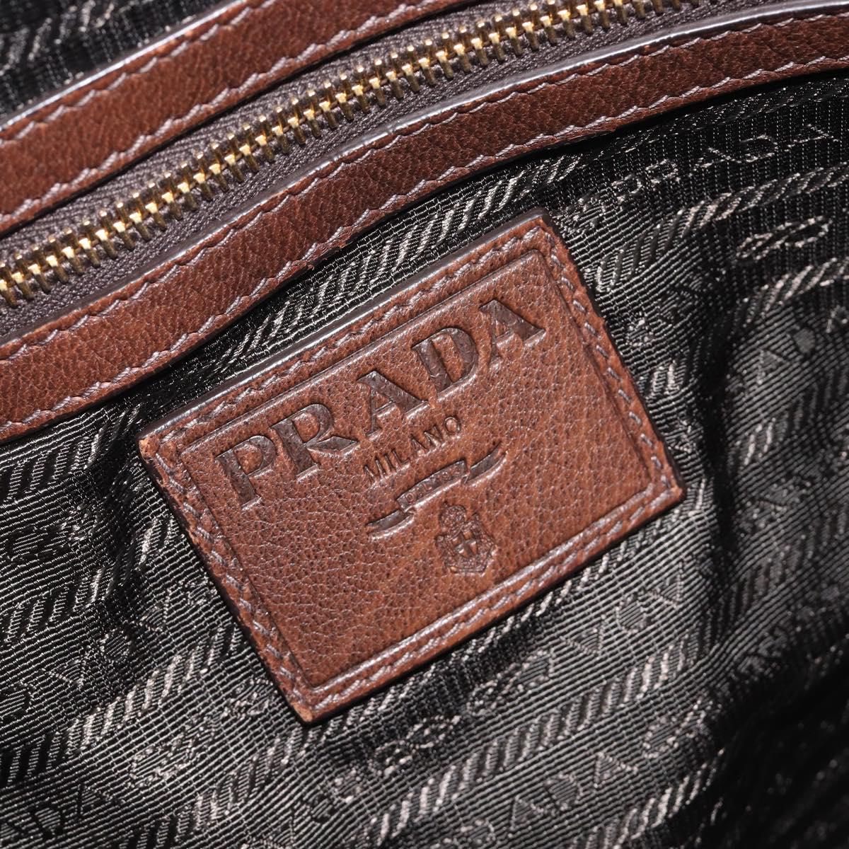 PRADA Shoulder Bag Leather Brown Gold Auth 206575