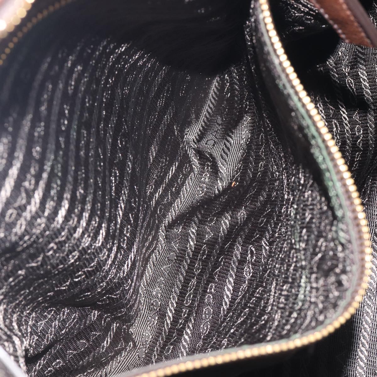 PRADA Shoulder Bag Leather Brown Gold Auth 206575