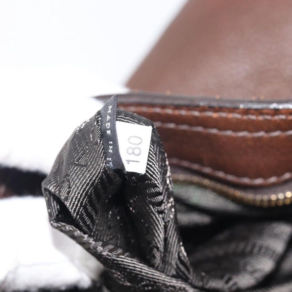 PRADA Shoulder Bag Leather Brown Gold Auth 206575