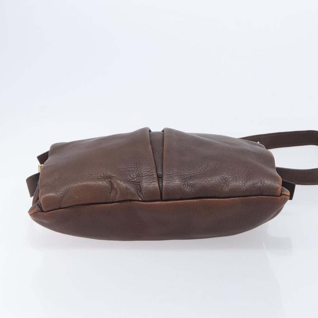 PRADA Shoulder Bag Leather Brown Gold Auth 206575