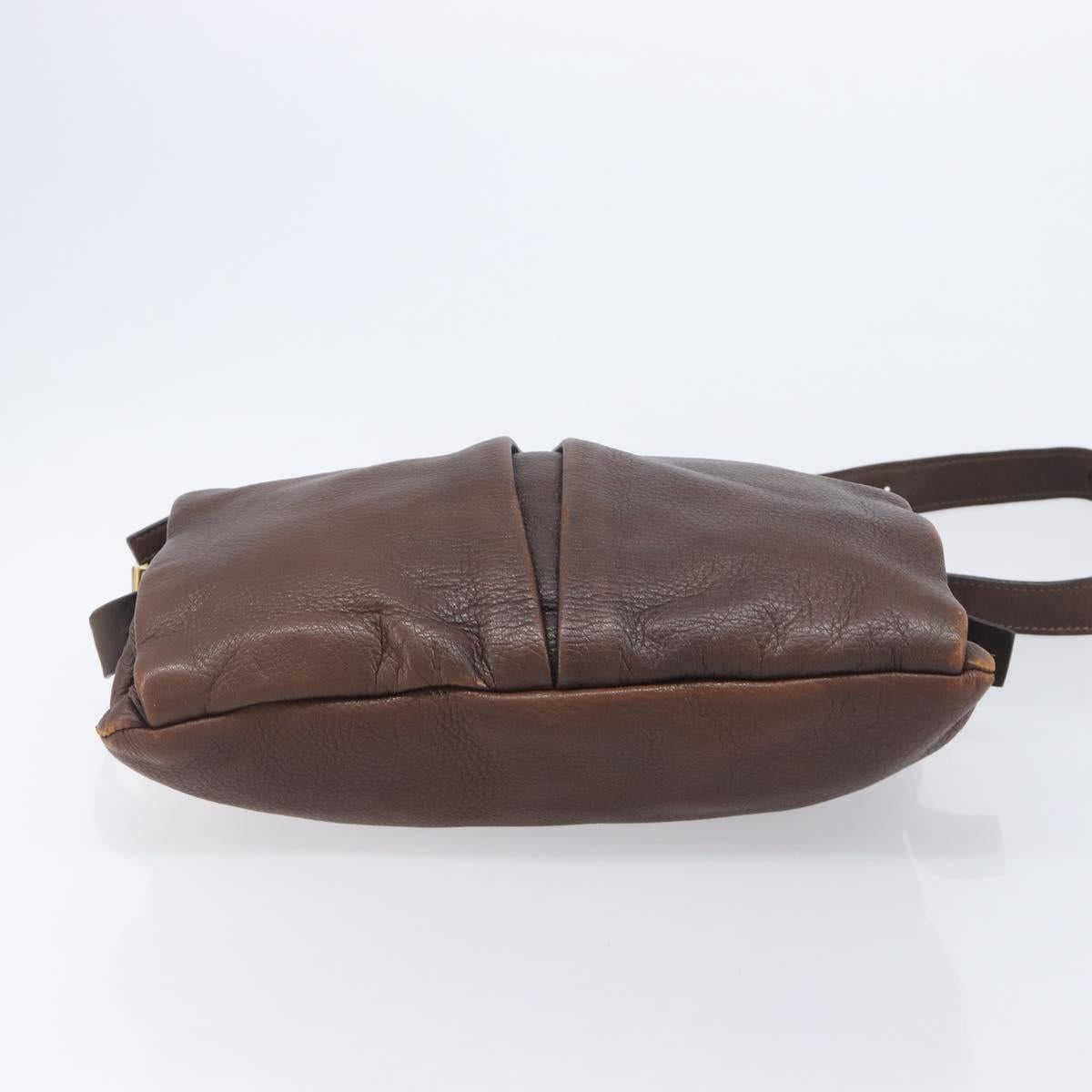 PRADA Shoulder Bag Leather Brown Gold Auth 206575