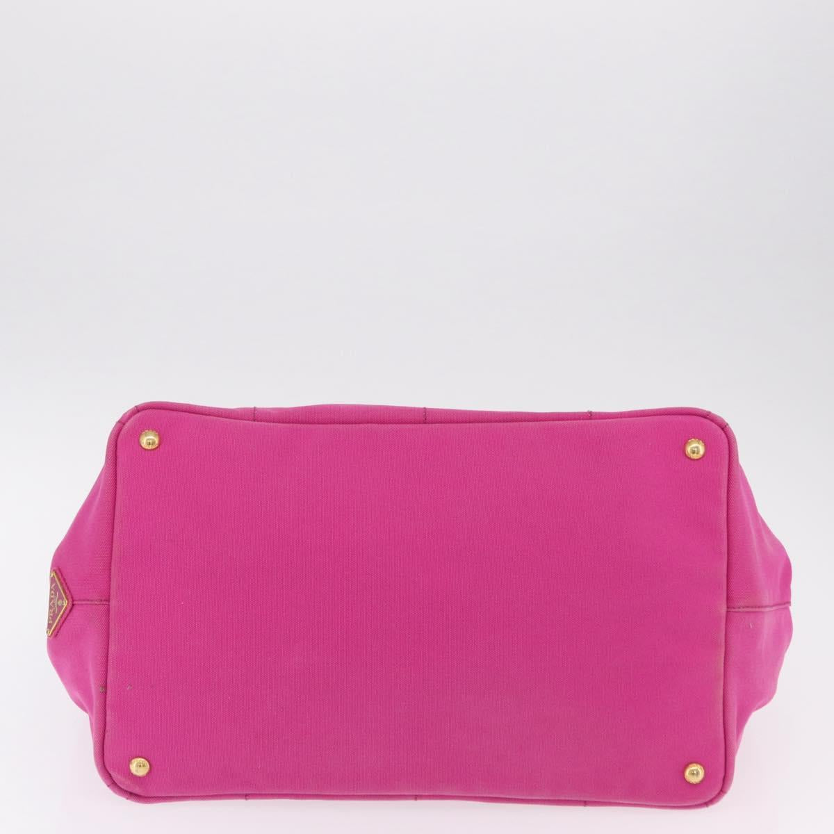 PRADA Canapa L Hand Bag Canvas Pink Gold Auth 206733A