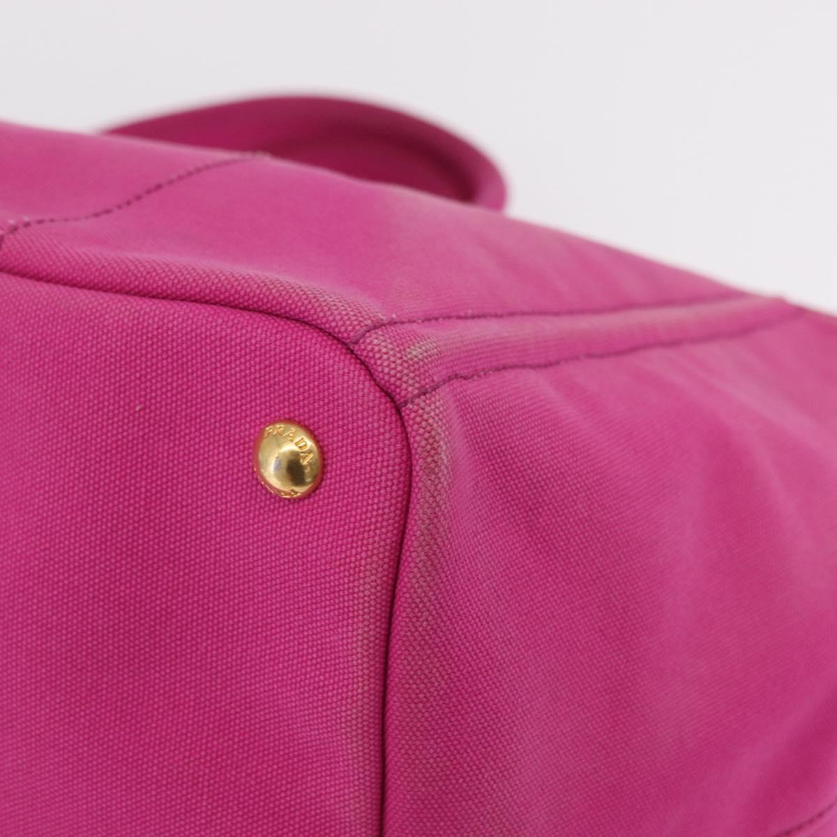 PRADA Canapa L Hand Bag Canvas Pink Gold Auth 206733A
