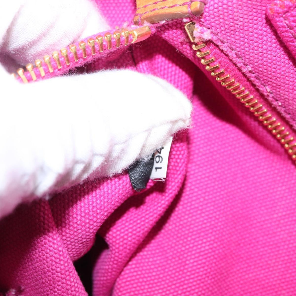 PRADA Canapa L Hand Bag Canvas Pink Gold Auth 206733A