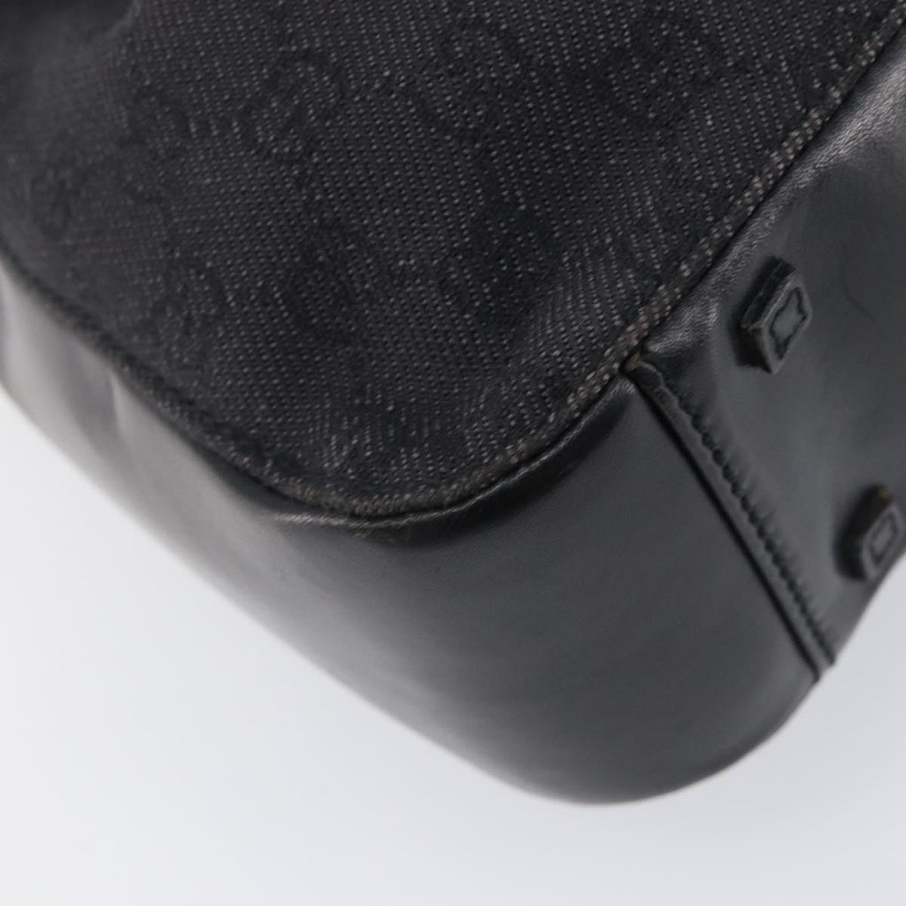 GUCCI GG Canvas Tote Bag Black Silver 101919 Auth 206805