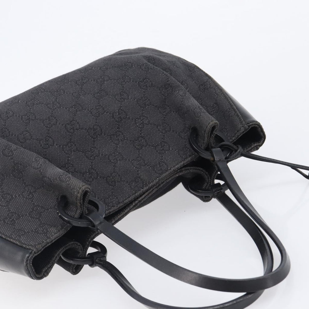 GUCCI GG Canvas Tote Bag Black Silver 101919 Auth 206805