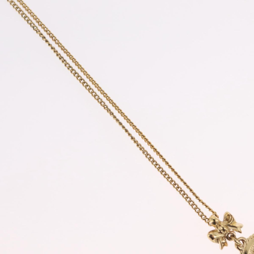 Christian Dior Necklace Metal Gold Tone Auth 206832