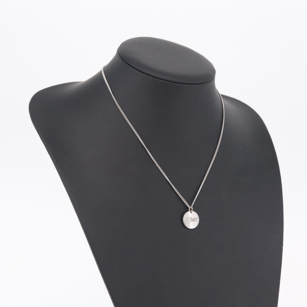 Christian Dior Necklace Metal Silver Auth 206834