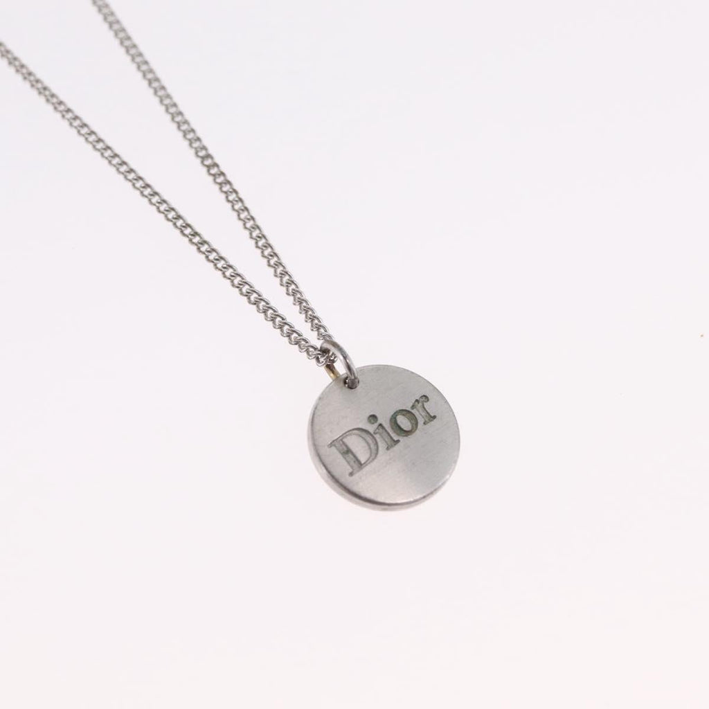 Christian Dior Necklace Metal Silver Auth 206834