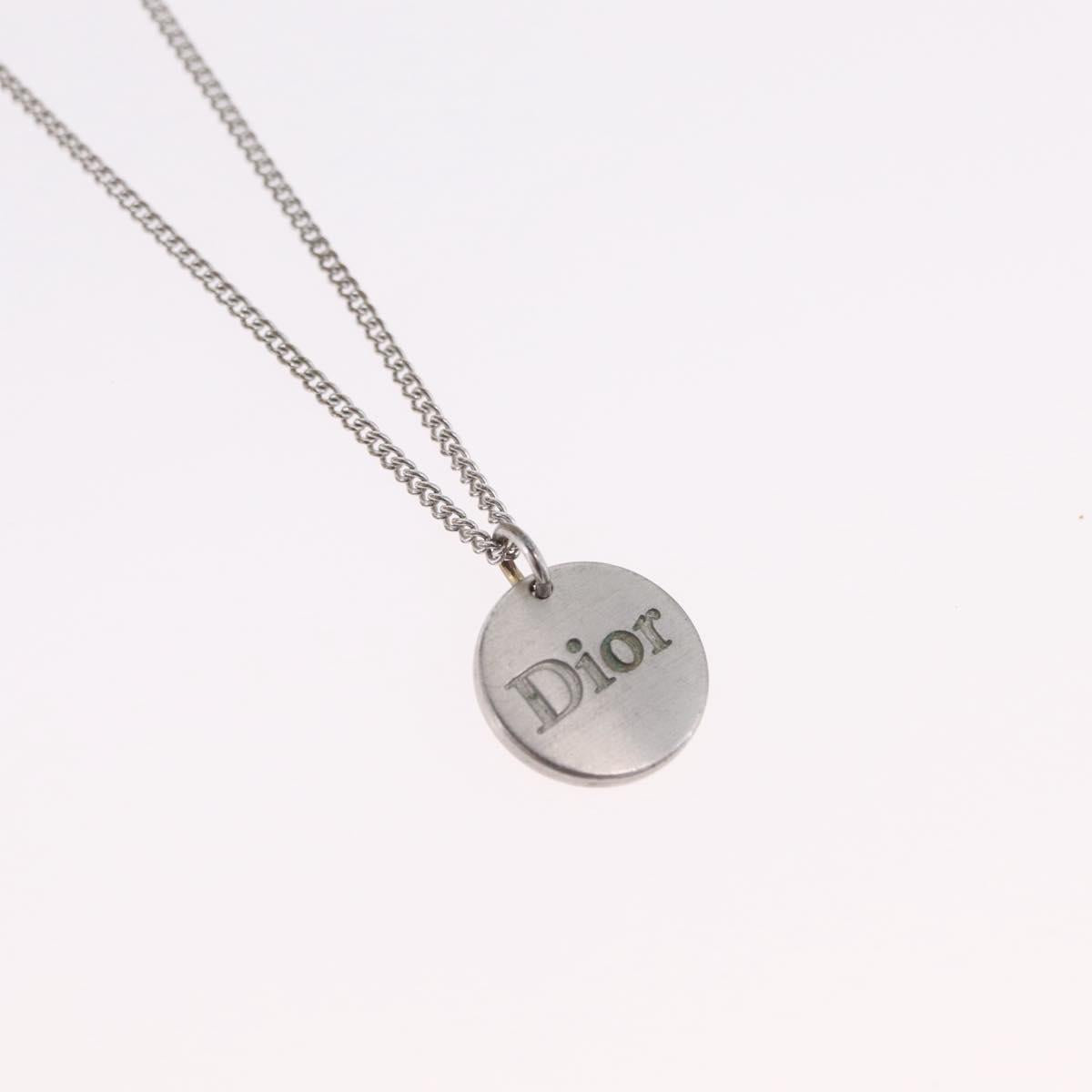 Christian Dior Necklace Metal Silver Auth 206834