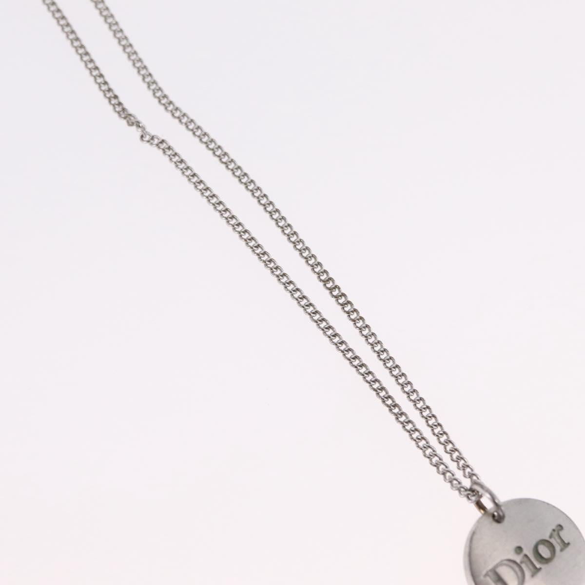 Christian Dior Necklace Metal Silver Auth 206834