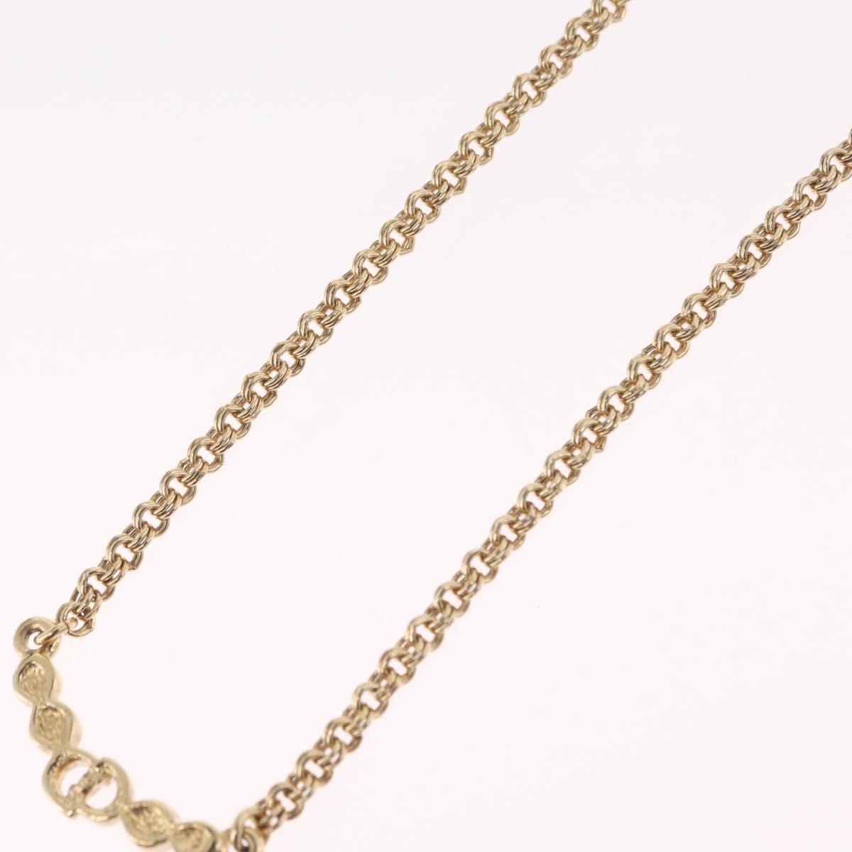 Christian Dior Necklace Metal Gold Tone Auth 206850