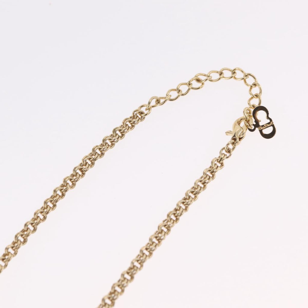 Christian Dior Necklace Metal Gold Tone Auth 206850