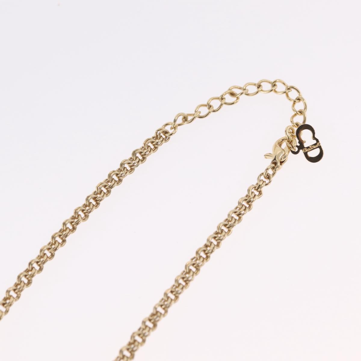 Christian Dior Necklace Metal Gold Tone Auth 206850