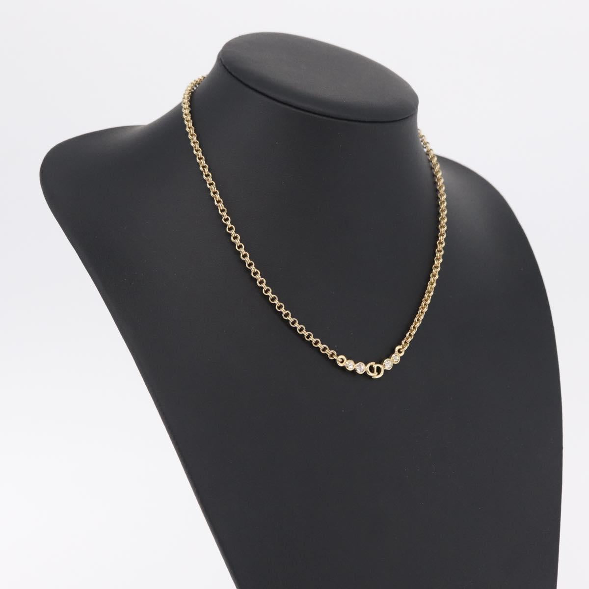 Christian Dior Necklace Metal Gold Tone Auth 206850