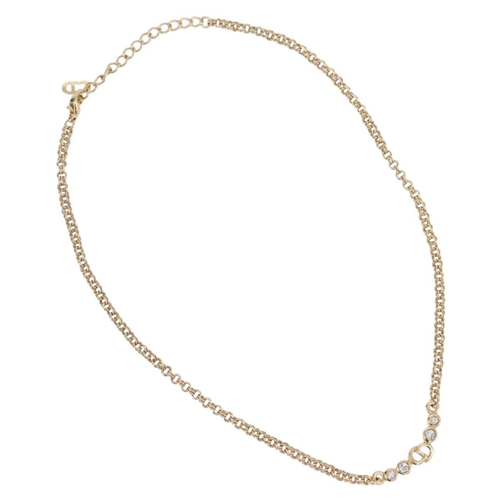 Christian Dior Necklace Metal Gold Tone Auth 206850
