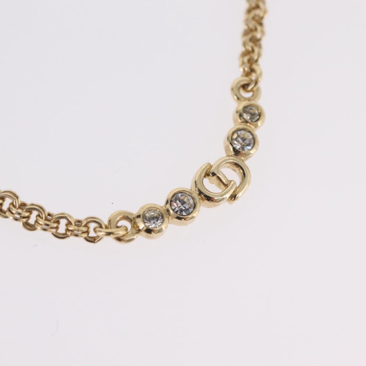 Christian Dior Necklace Metal Gold Tone Auth 206850