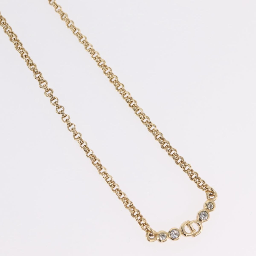 Christian Dior Necklace Metal Gold Tone Auth 206850