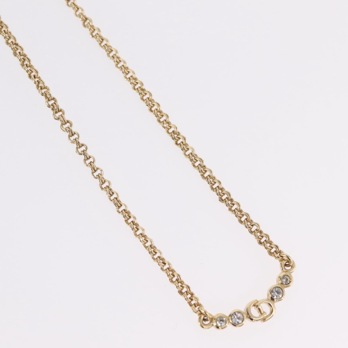 Christian Dior Necklace Metal Gold Tone Auth 206850