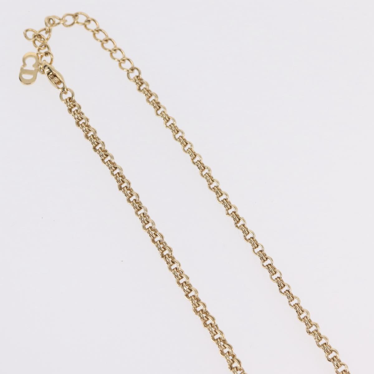 Christian Dior Necklace Metal Gold Tone Auth 206850