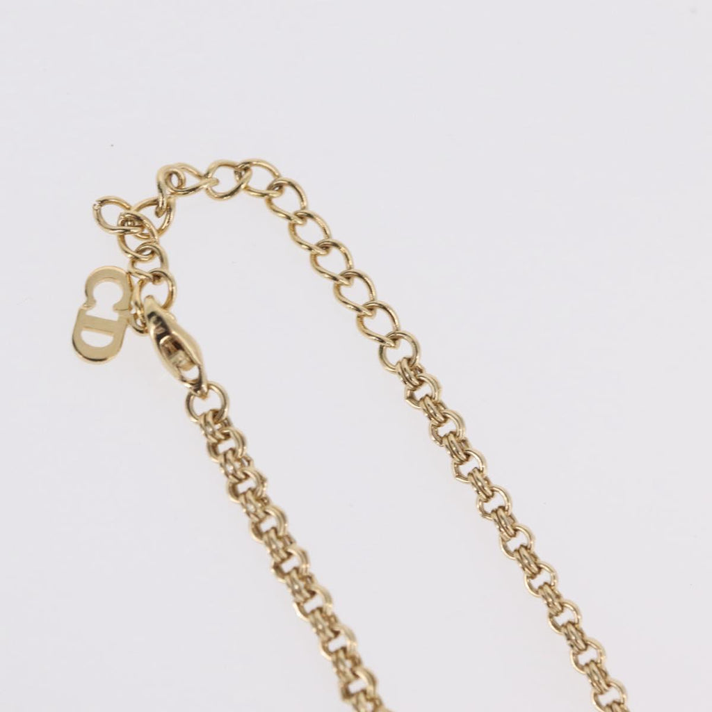 Christian Dior Necklace Metal Gold Tone Auth 206850