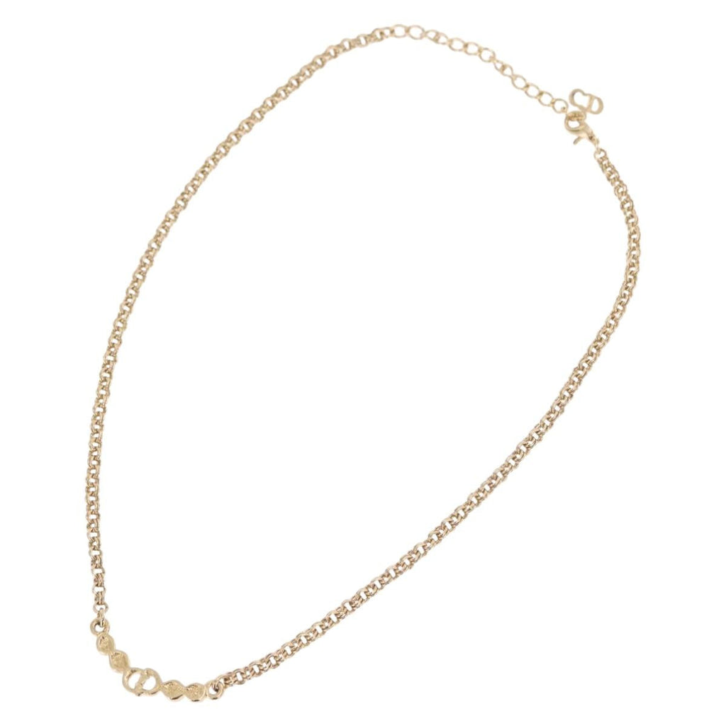 Christian Dior Necklace Metal Gold Tone Auth 206850