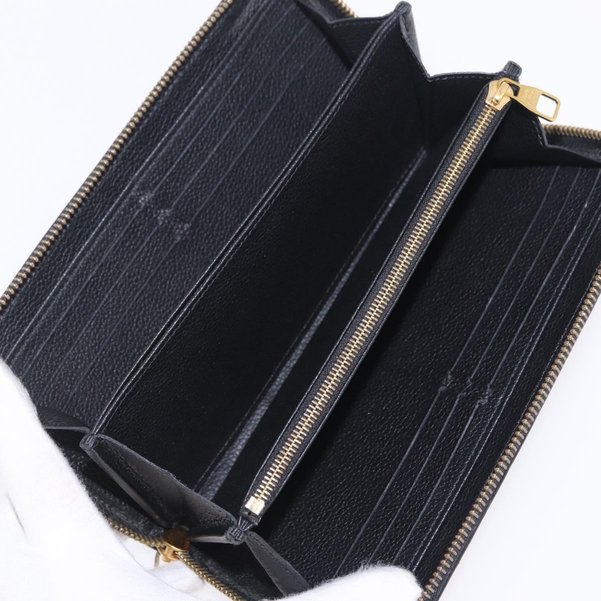 LOUIS VUITTON Monogram Empreinte Zippy Long Wallet Black M61864 LV Auth 207051