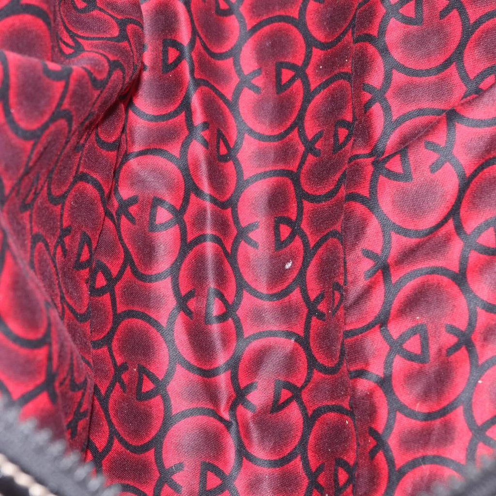 GUCCI Hand Bag Leather Red Silver Auth 207145