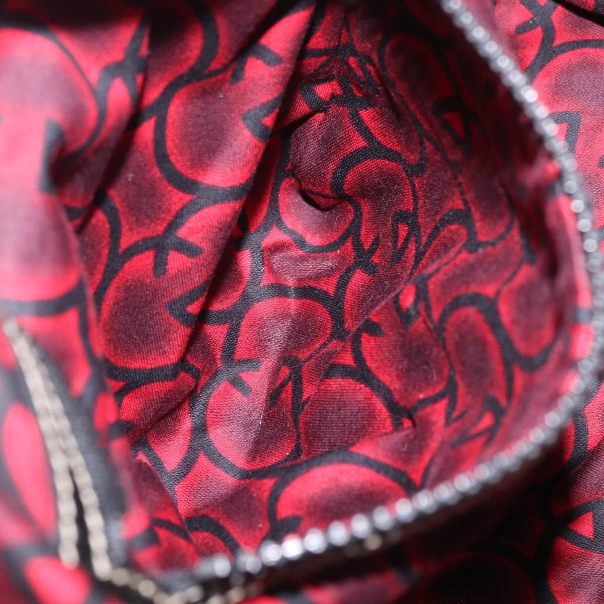 GUCCI Hand Bag Leather Red Silver Auth 207145