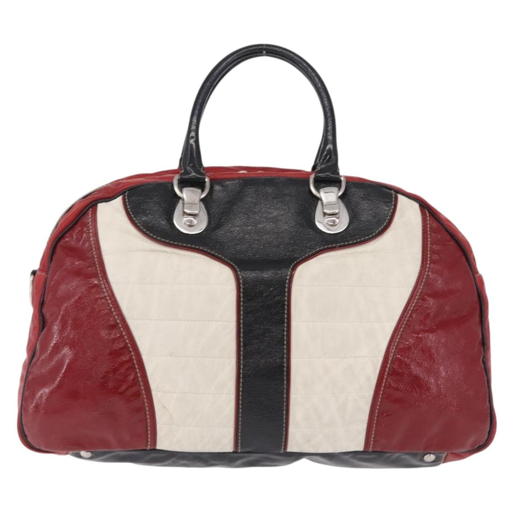 GUCCI Hand Bag Leather Red Silver Auth 207145