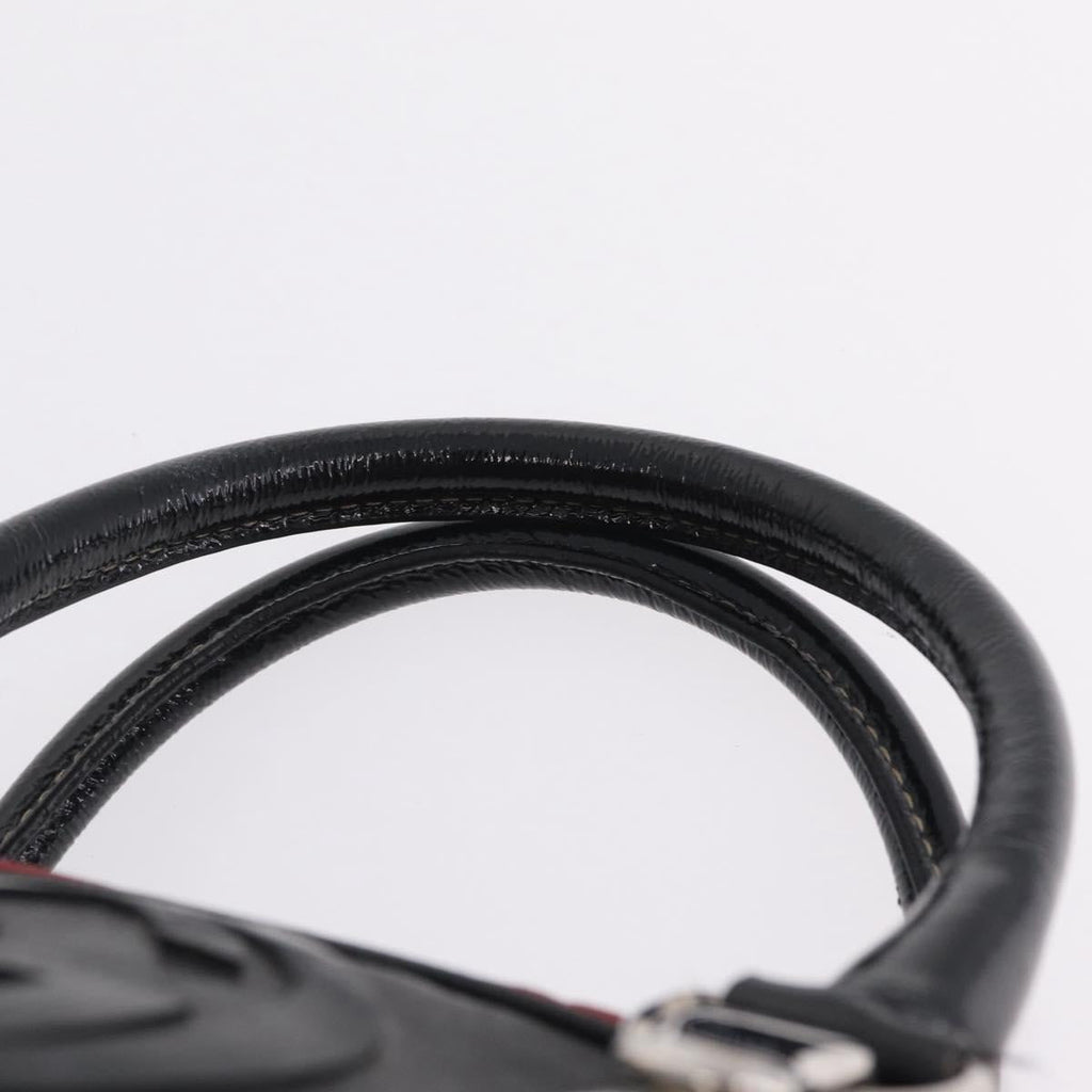 GUCCI Hand Bag Leather Red Silver Auth 207145